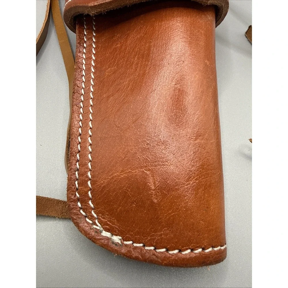 REVOLVER GUN HOLSTER PISTOL LEATHER WESTERN UNI FIT OPEN BOTTOM LEATHER TIE DOWN
